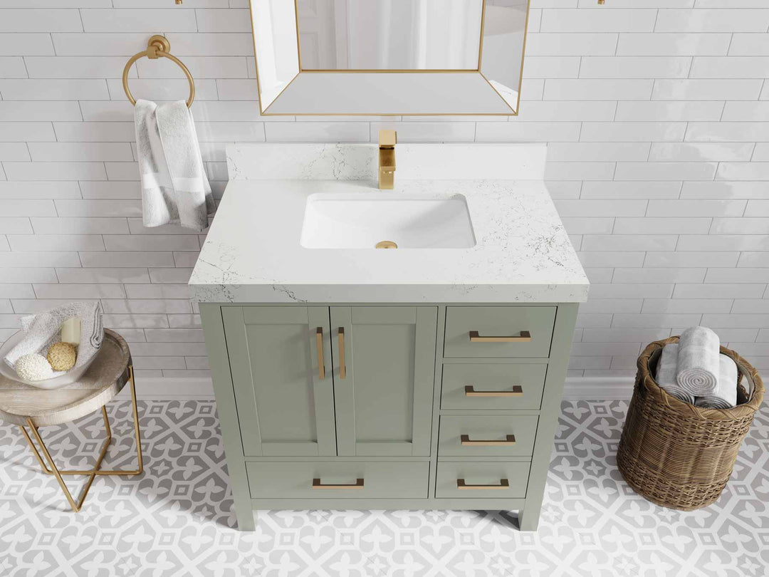 Malibu 36 in. W x 22 in. D Bathroom Vanity Center Sink - Willow Bath and Vanity