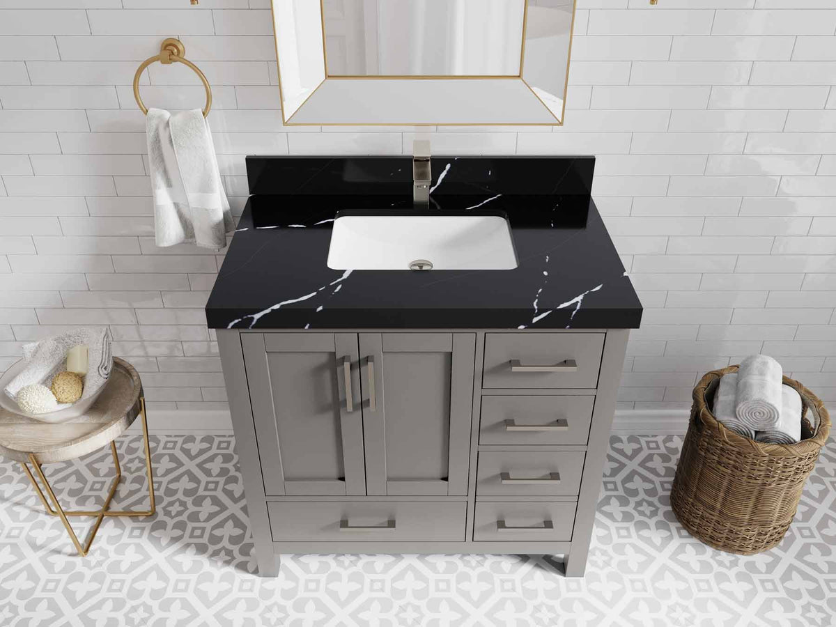 Malibu 36 in. W x 22 in. D Bathroom Vanity Center Sink - Willow Bath and Vanity