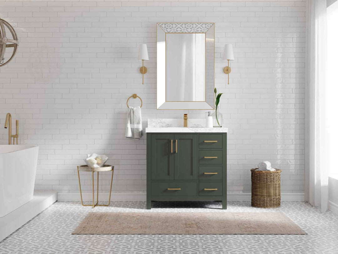 Malibu 36 in. W x 22 in. D Bathroom Vanity Center Sink - Willow Bath and Vanity