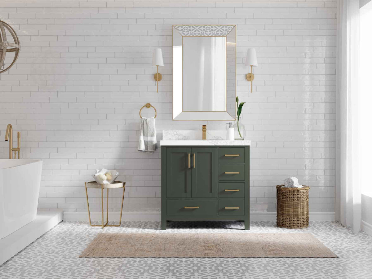 Malibu 36 in. W x 22 in. D Bathroom Vanity Center Sink - Willow Bath and Vanity