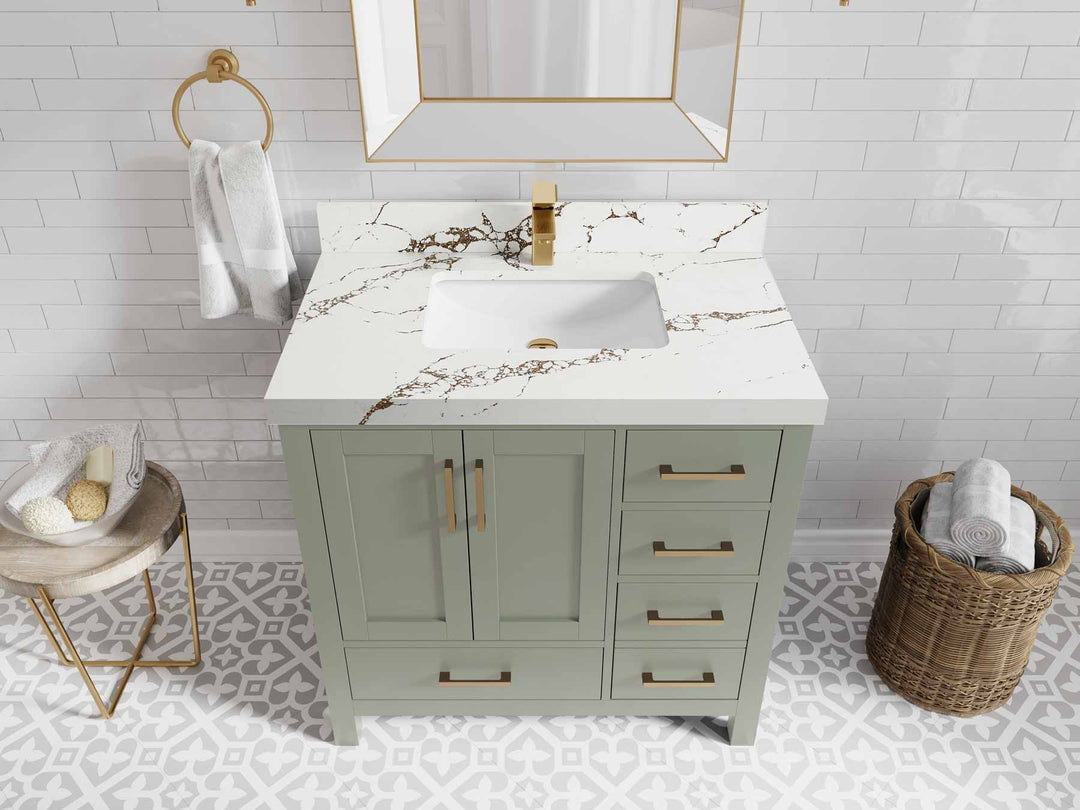 Malibu 36 in. W x 22 in. D Bathroom Vanity Center Sink - Willow Bath and Vanity