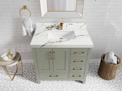 Malibu 36 in. W x 22 in. D Bathroom Vanity Center Sink - photo 37