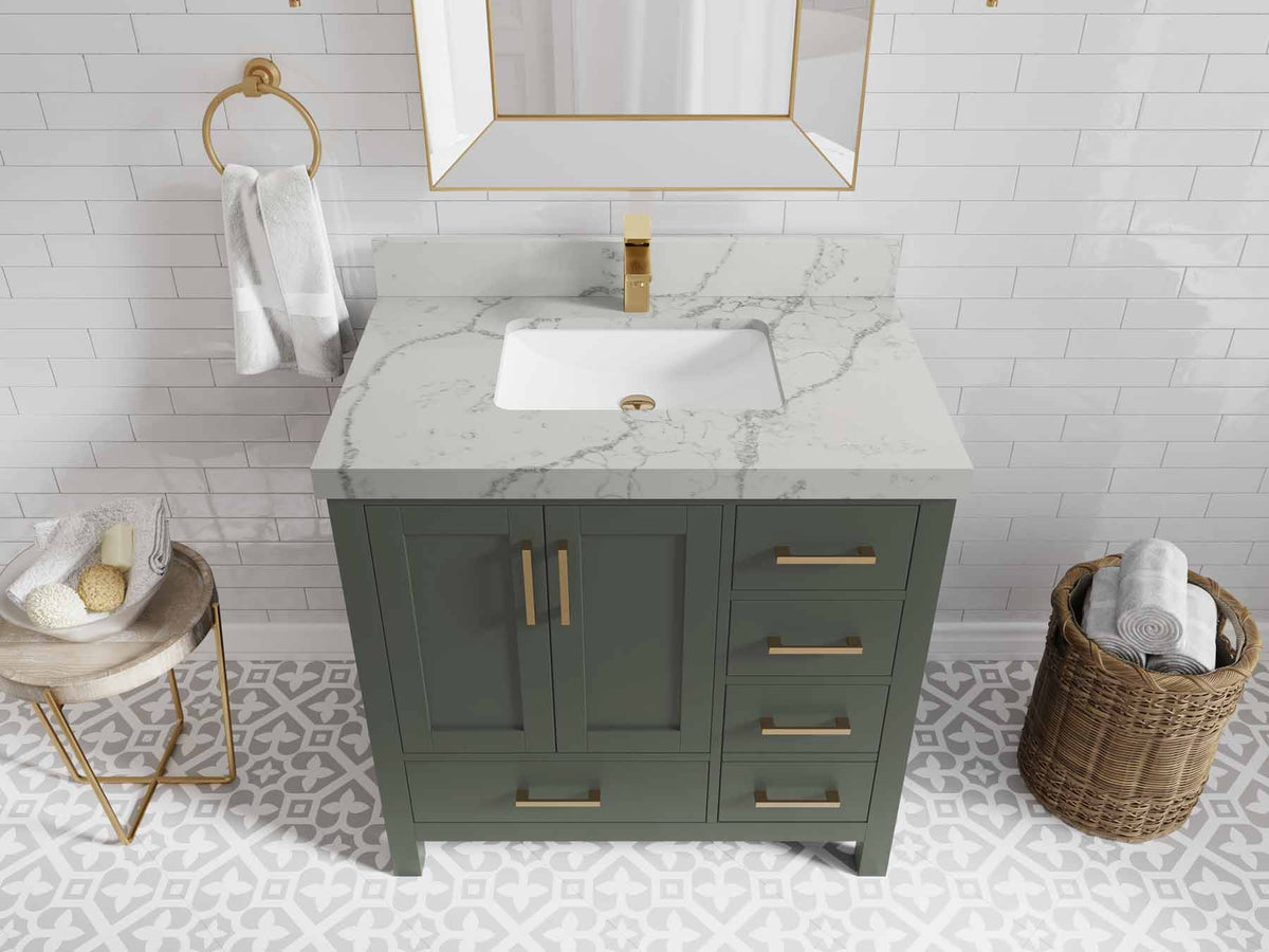 Malibu 36 in. W x 22 in. D Bathroom Vanity Center Sink - Willow Bath and Vanity