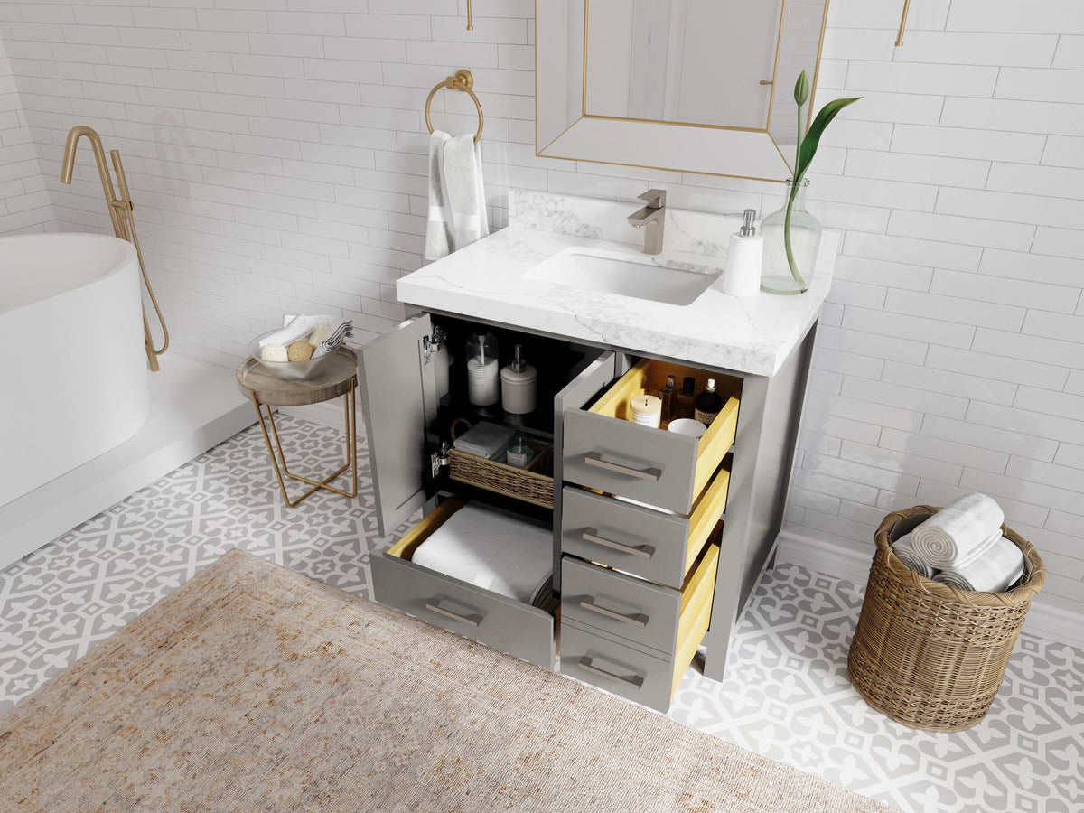 Malibu 36 in. W x 22 in. D Bathroom Vanity Center Sink - Willow Bath and Vanity