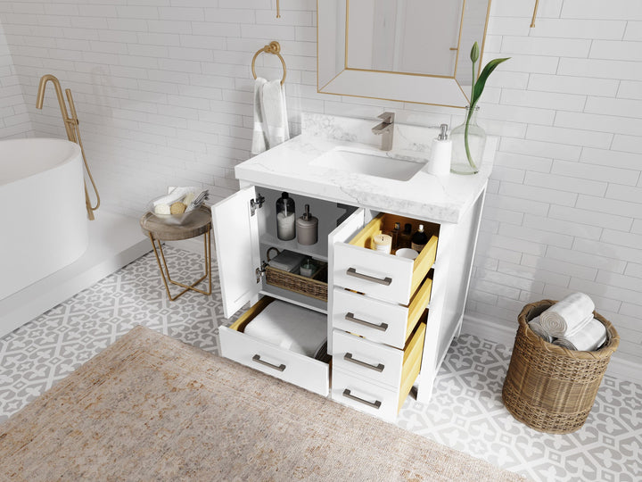 Malibu 36 in. W x 22 in. D Bathroom Vanity Center Sink - photo 3