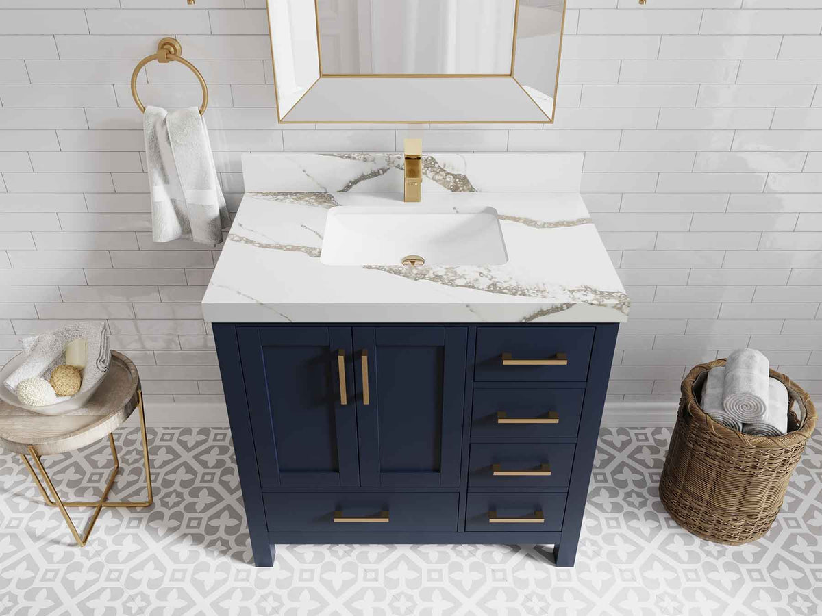 Malibu 36 in. W x 22 in. D Bathroom Vanity Center Sink - Willow Bath and Vanity