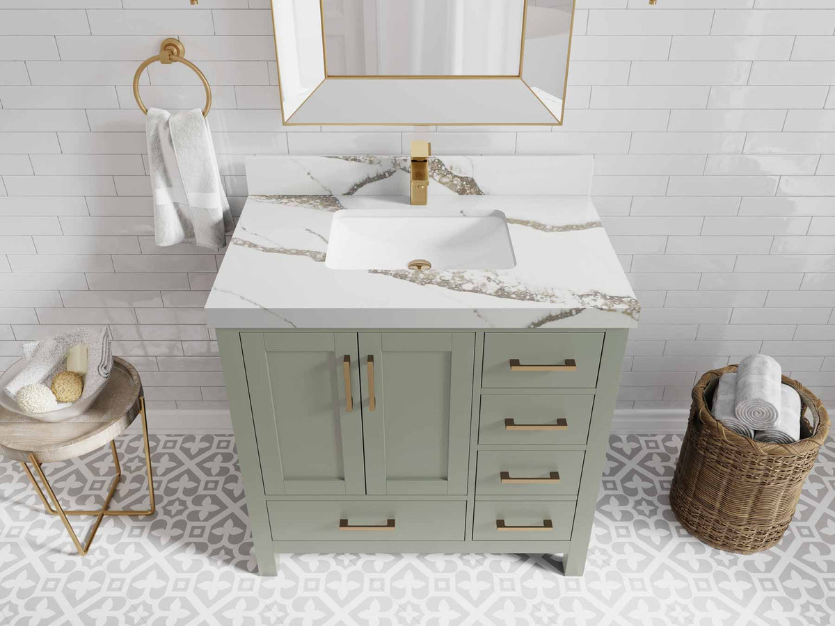 Malibu 36 in. W x 22 in. D Bathroom Vanity Center Sink - Willow Bath and Vanity