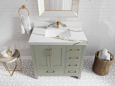 Malibu 36 in. W x 22 in. D Bathroom Vanity Center Sink - Willow Bath and Vanity