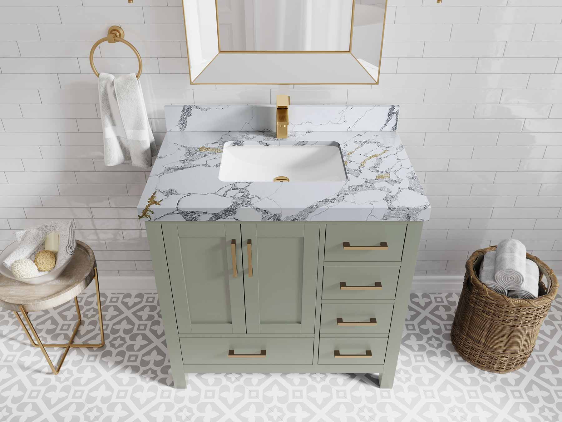 Malibu 36 in. W x 22 in. D Bathroom Vanity Center Sink - Willow Bath and Vanity