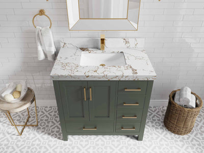 Malibu 36 in. W x 22 in. D Bathroom Vanity Center Sink - Willow Bath and Vanity