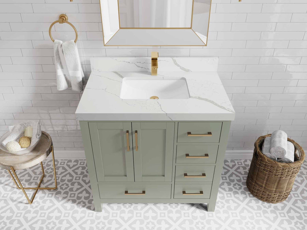 Malibu 36 in. W x 22 in. D Bathroom Vanity Center Sink - Willow Bath and Vanity