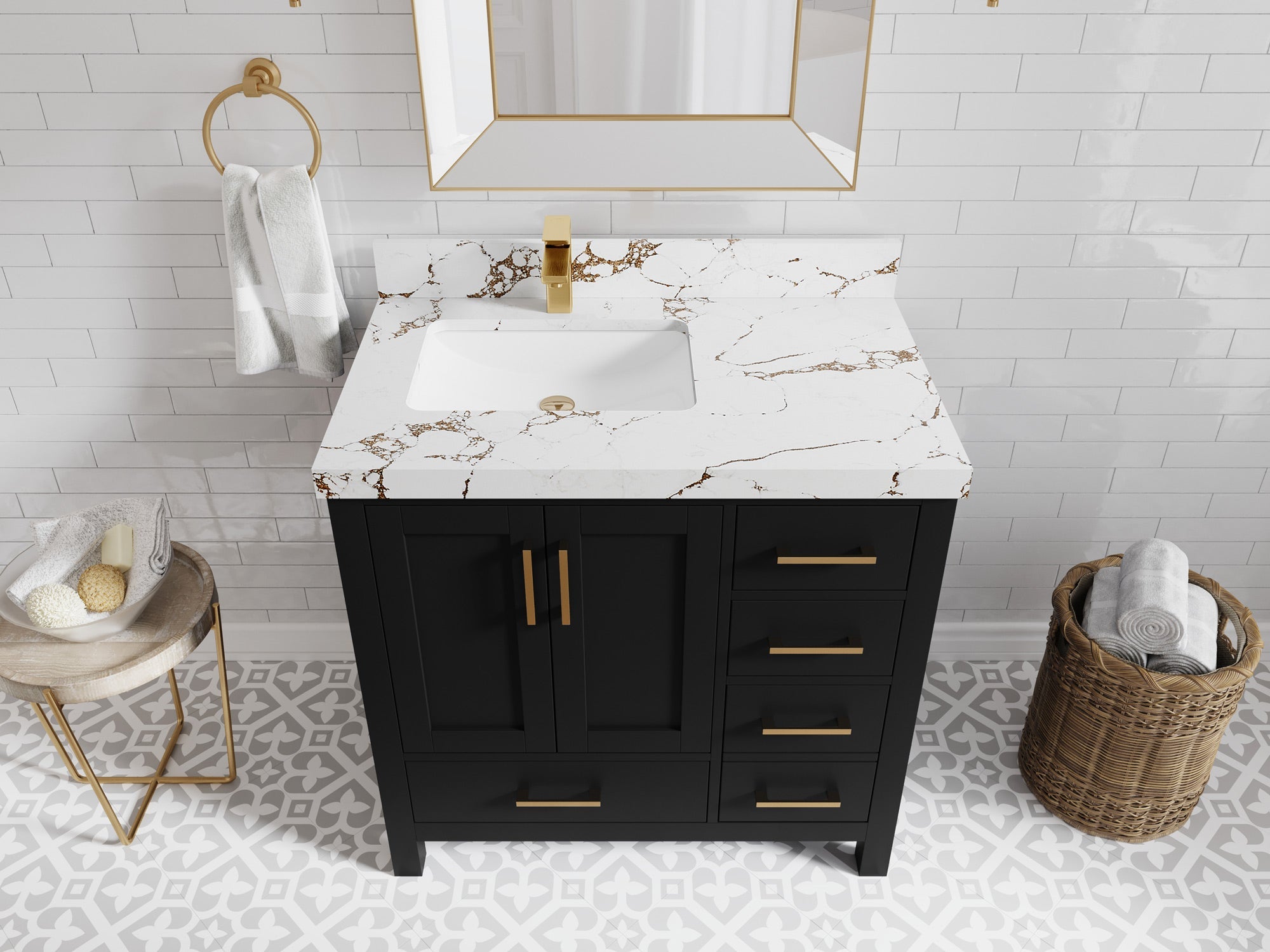 Malibu 36 in. W x 22 in. D Bathroom Vanity Center Sink - Willow Bath and Vanity