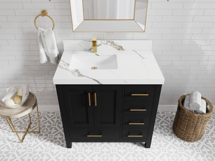Malibu 36 in. W x 22 in. D Bathroom Vanity Center Sink - photo 14