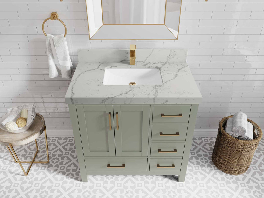 Malibu 36 in. W x 22 in. D Bathroom Vanity Center Sink - Willow Bath and Vanity