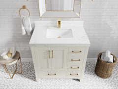 Malibu 36 in. W x 22 in. D Bathroom Vanity Center Sink - photo 28