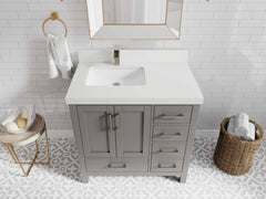 Malibu 36 in. W x 22 in. D Left Offset Sink Bathroom Vanity - photo 44