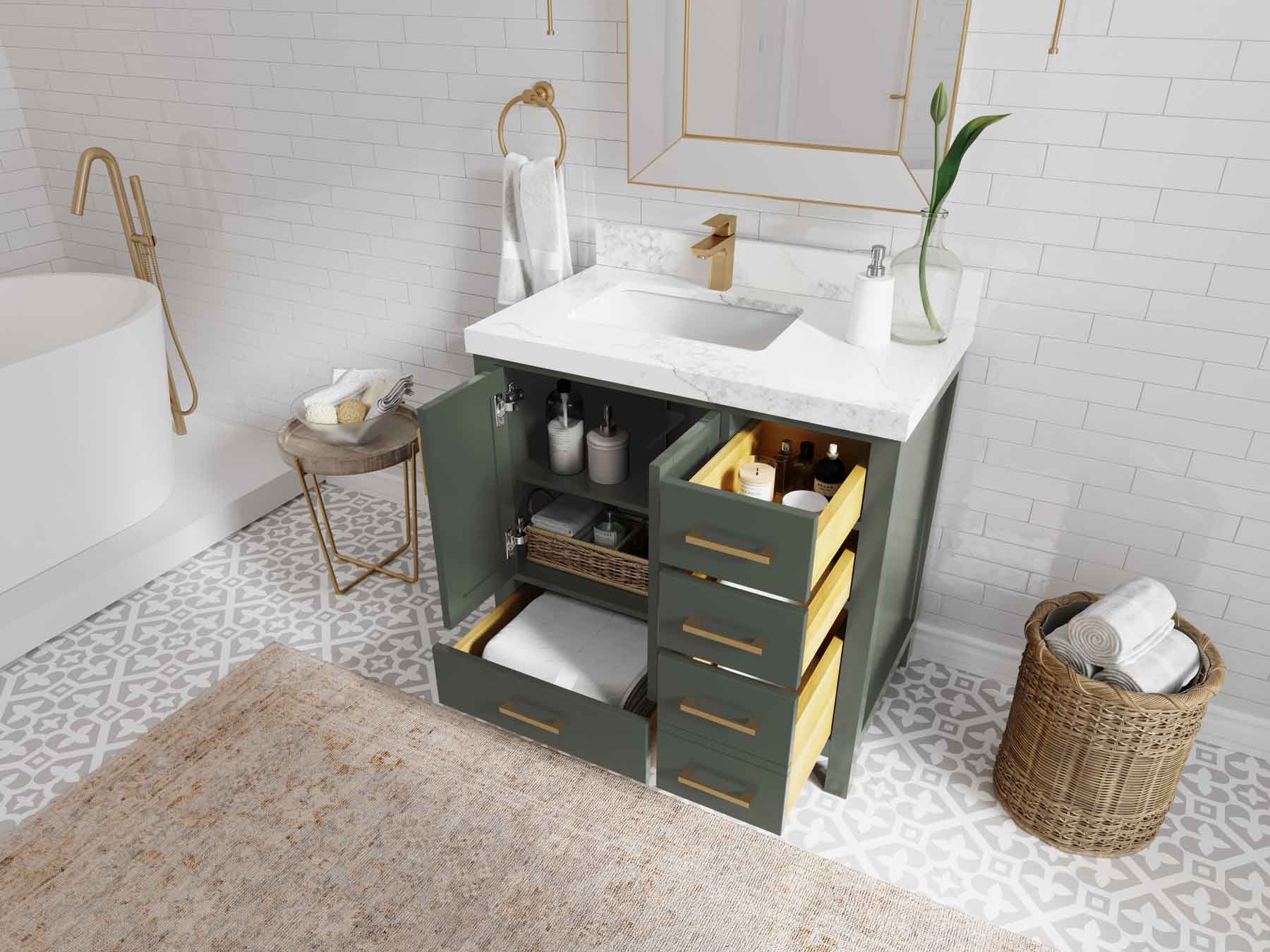 Malibu 36 in. W x 22 in. D Left Offset Sink Bathroom Vanity - Willow Bath and Vanity
