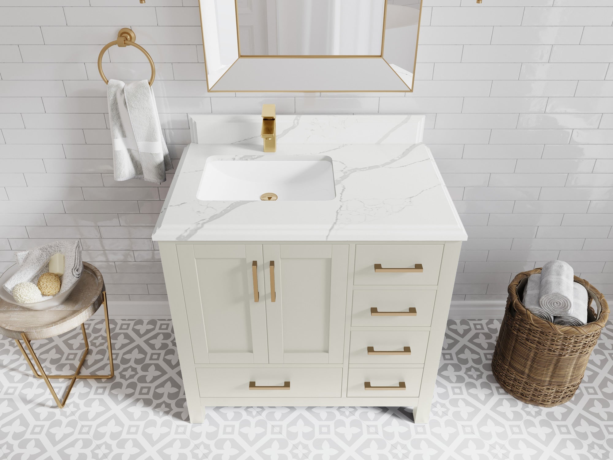 Malibu 36 in. W x 22 in. D Left Offset Sink Bathroom Vanity - Willow Bath and Vanity