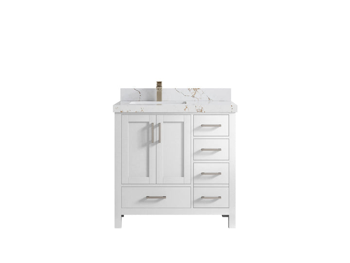 Malibu 36 in. W x 22 in. D Left Offset Sink Bathroom Vanity - photo 37