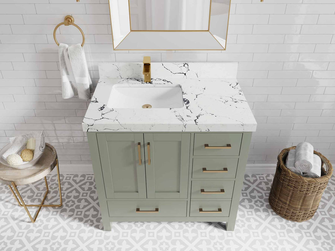 Malibu 36 in. W x 22 in. D Left Offset Sink Bathroom Vanity - Willow Bath and Vanity