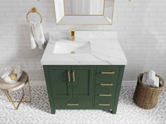 Malibu 36 in. W x 22 in. D Left Offset Sink Bathroom Vanity - photo 16