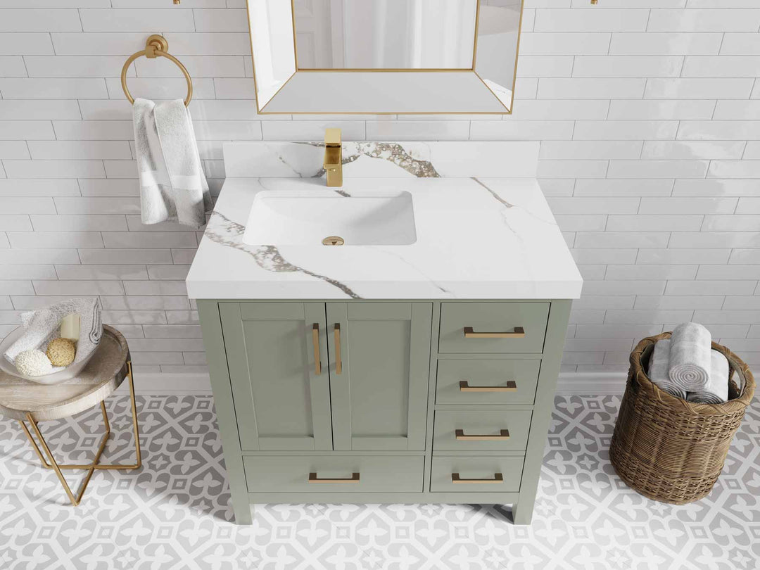 Malibu 36 in. W x 22 in. D Left Offset Sink Bathroom Vanity - Willow Bath and Vanity
