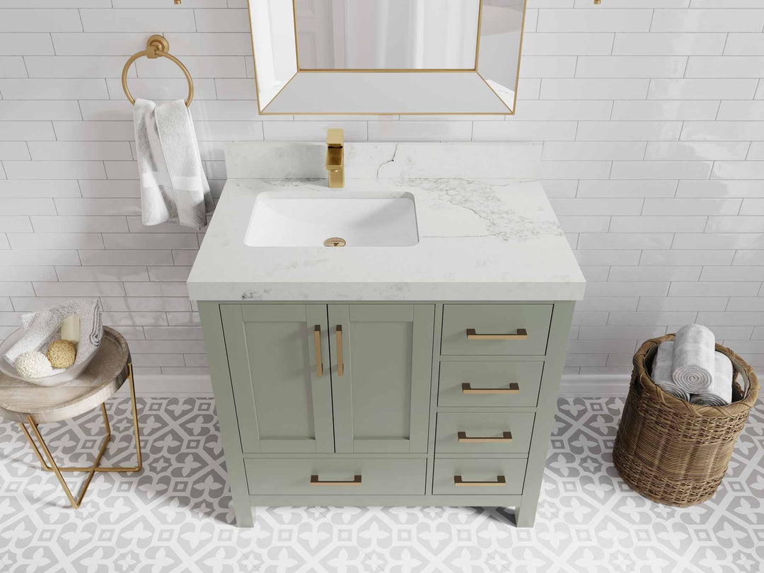 Malibu 36 in. W x 22 in. D Left Offset Sink Bathroom Vanity - Willow Bath and Vanity