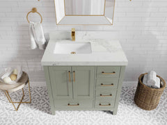 Malibu 36 in. W x 22 in. D Left Offset Sink Bathroom Vanity - photo 17