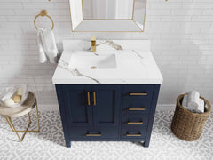 Malibu 36 in. W x 22 in. D Left Offset Sink Bathroom Vanity - photo 14