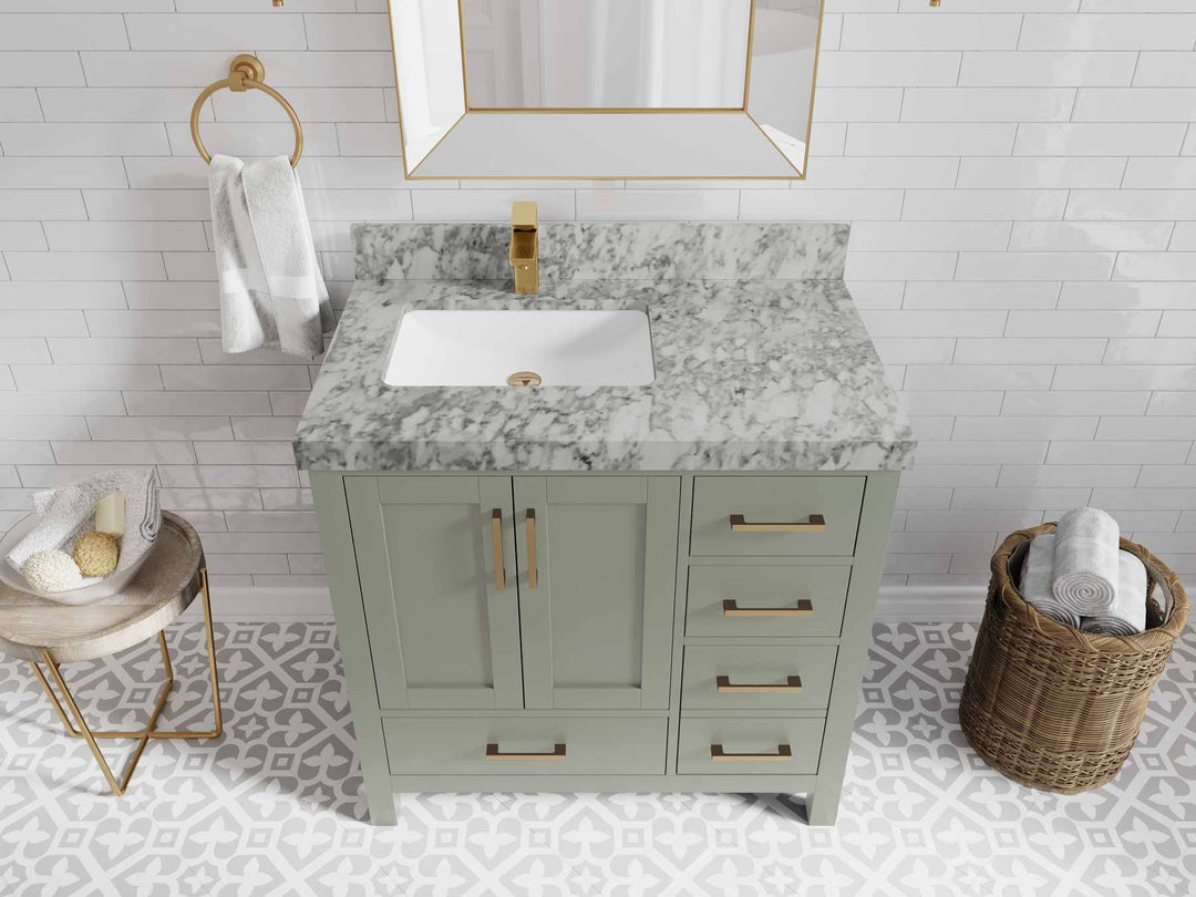 Malibu 36 in. W x 22 in. D Left Offset Sink Bathroom Vanity - Willow Bath and Vanity