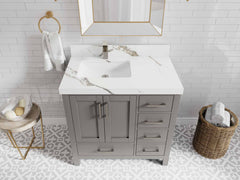 Malibu 36 in. W x 22 in. D Left Offset Sink Bathroom Vanity - photo 14