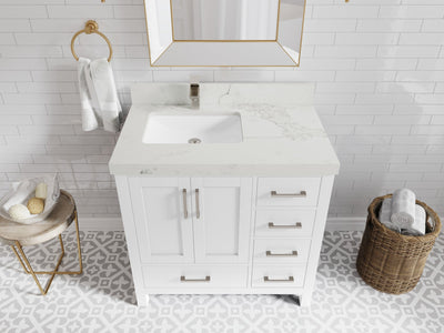 Malibu 36 in. W x 22 in. D Left Offset Sink Bathroom Vanity - Willow Bath and Vanity