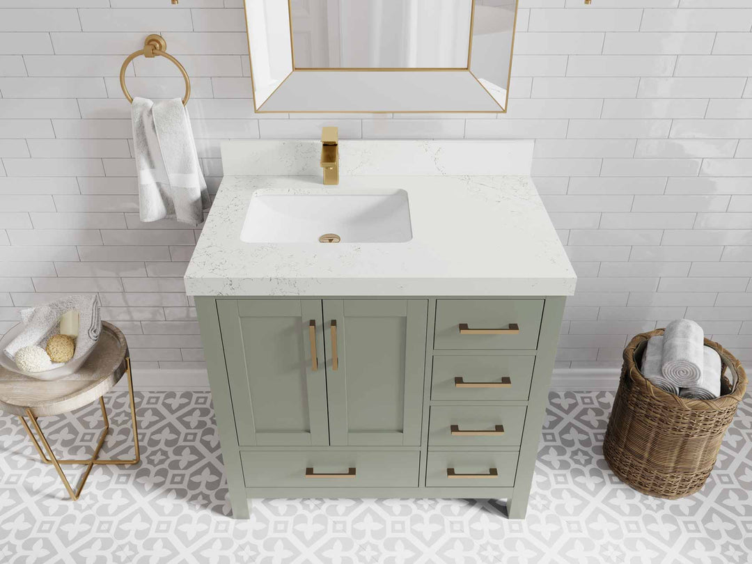 Malibu 36 in. W x 22 in. D Left Offset Sink Bathroom Vanity - Willow Bath and Vanity