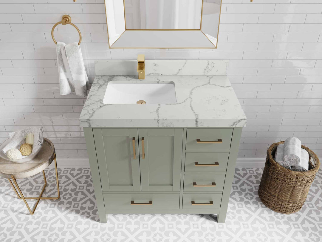 Malibu 36 in. W x 22 in. D Left Offset Sink Bathroom Vanity - Willow Bath and Vanity