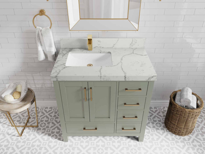 Malibu 36 in. W x 22 in. D Left Offset Sink Bathroom Vanity - photo 43