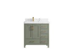 Malibu 36 in. W x 22 in. D Left Offset Sink Bathroom Vanity - photo 42