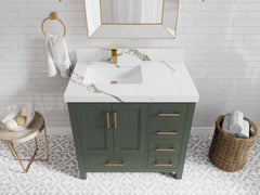 Malibu 36 in. W x 22 in. D Left Offset Sink Bathroom Vanity - photo 17