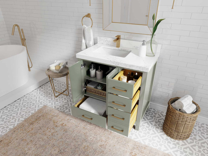 Malibu 36 in. W x 22 in. D Left Offset Sink Bathroom Vanity - photo 2