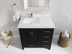 Malibu 36 in. W x 22 in. D Left Offset Sink Bathroom Vanity - photo 16