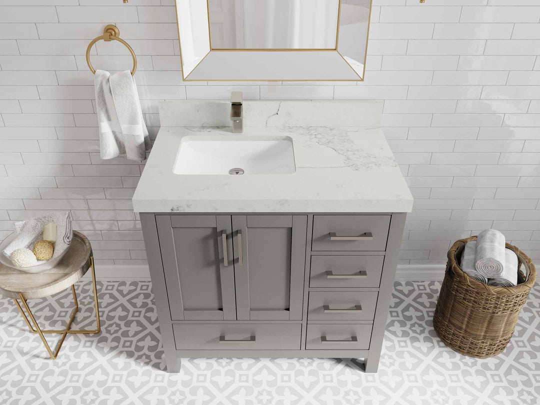 Malibu 36 in. W x 22 in. D Left Offset Sink Bathroom Vanity - Willow Bath and Vanity
