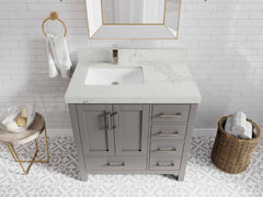 Malibu 36 in. W x 22 in. D Left Offset Sink Bathroom Vanity - photo 18