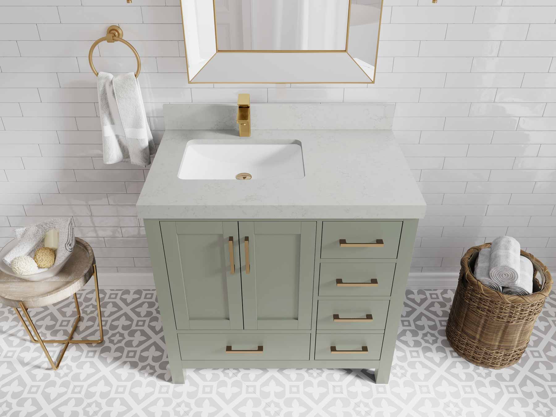 Malibu 36 in. W x 22 in. D Left Offset Sink Bathroom Vanity - Willow Bath and Vanity