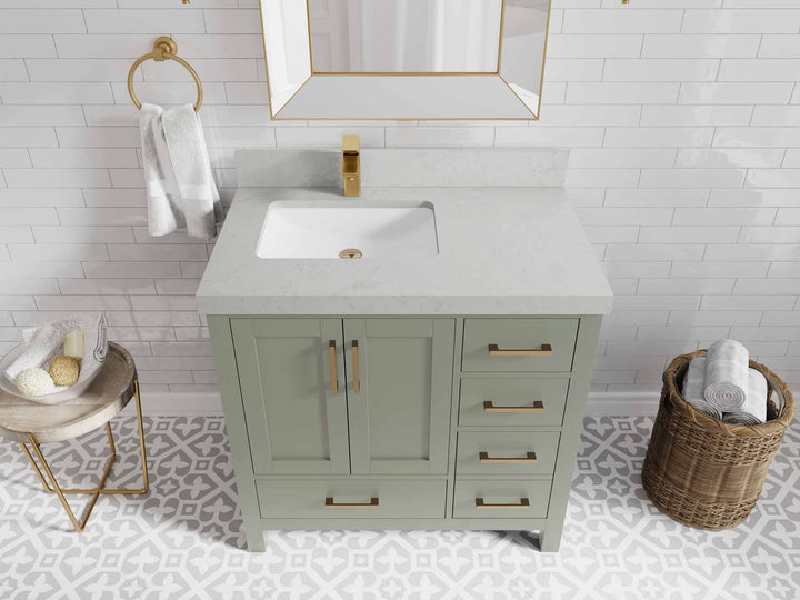 Malibu 36 in. W x 22 in. D Left Offset Sink Bathroom Vanity - photo 9