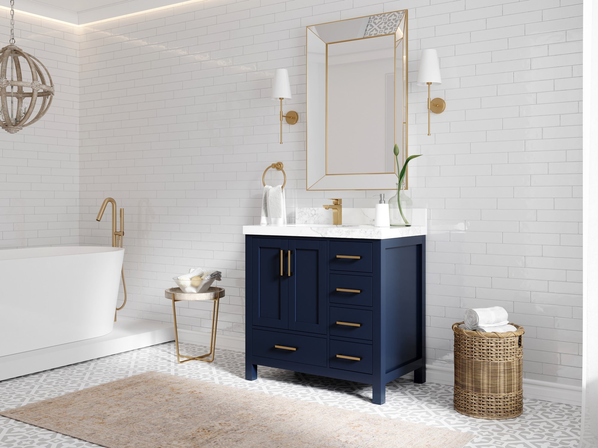 Malibu 36 in. W x 22 in. D Left Offset Sink Bathroom Vanity - Willow Bath and Vanity