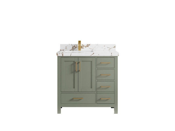 Malibu 36 in. W x 22 in. D Left Offset Sink Bathroom Vanity - photo 38