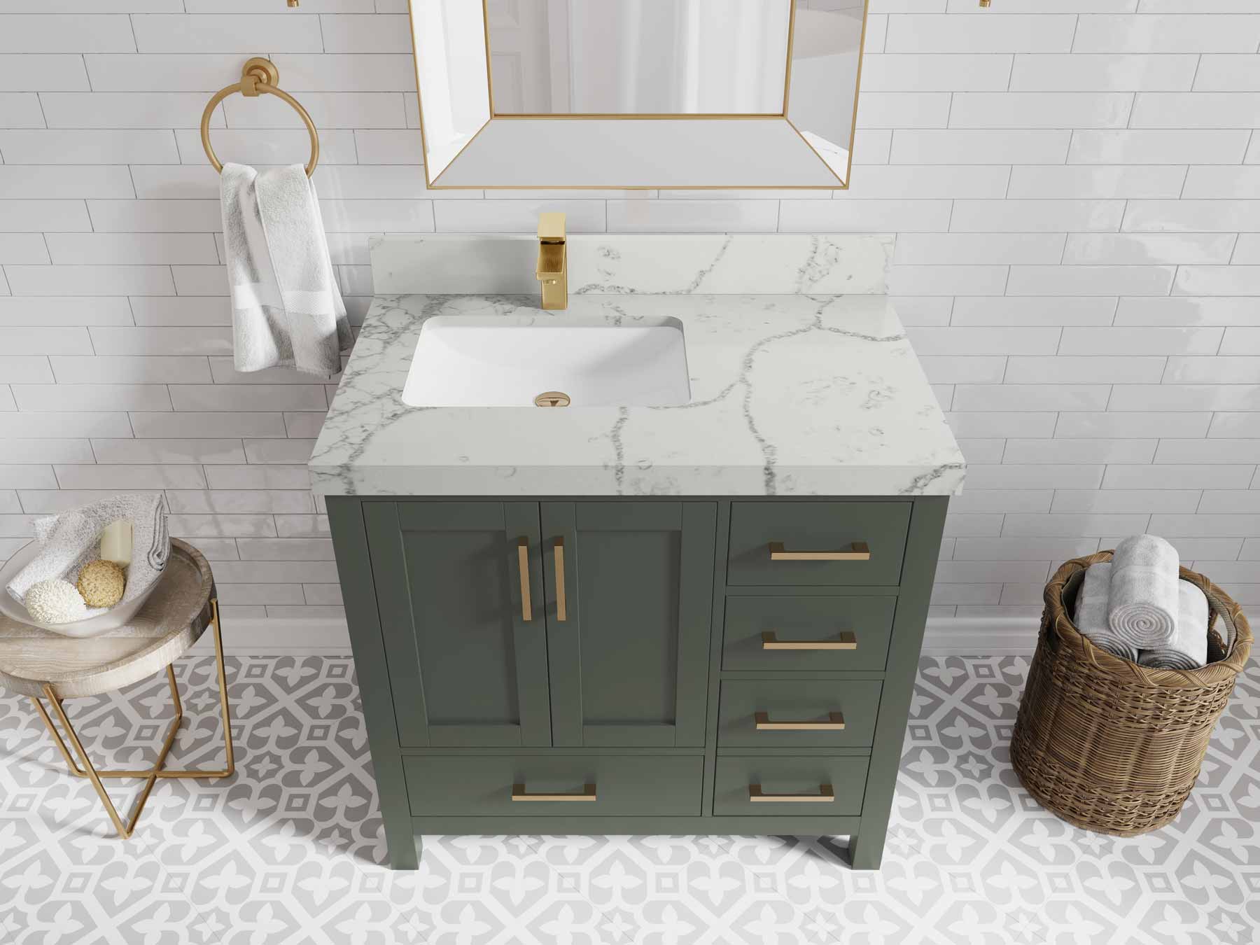 Malibu 36 in. W x 22 in. D Left Offset Sink Bathroom Vanity - Willow Bath and Vanity
