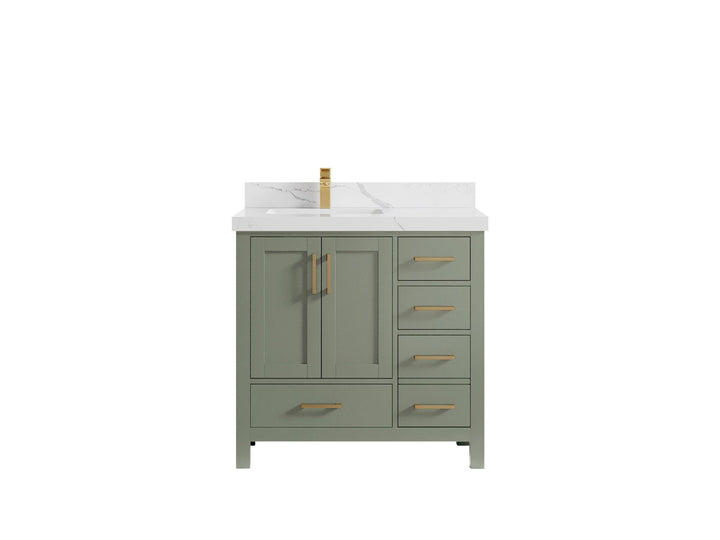Malibu 36 in. W x 22 in. D Left Offset Sink Bathroom Vanity - photo 16