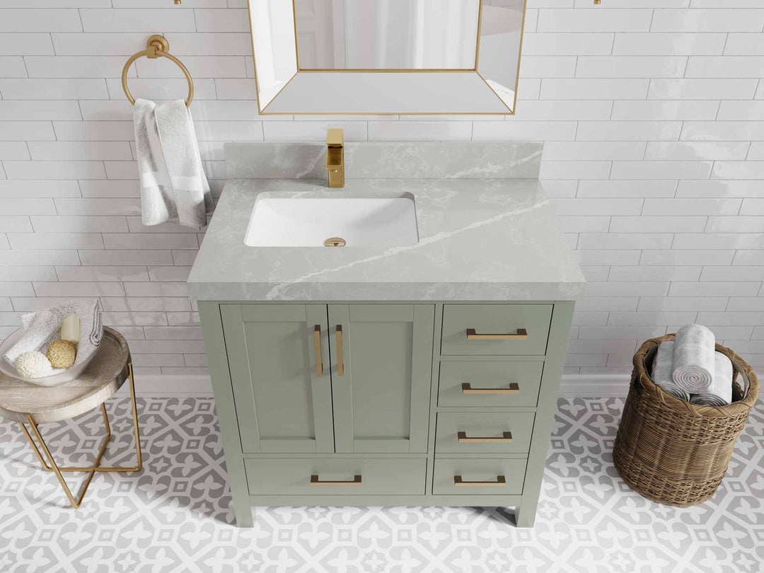 Malibu 36 in. W x 22 in. D Left Offset Sink Bathroom Vanity - Willow Bath and Vanity