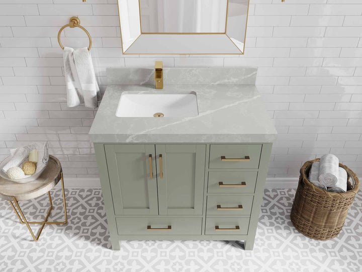 Malibu 36 in. W x 22 in. D Left Offset Sink Bathroom Vanity - photo 33