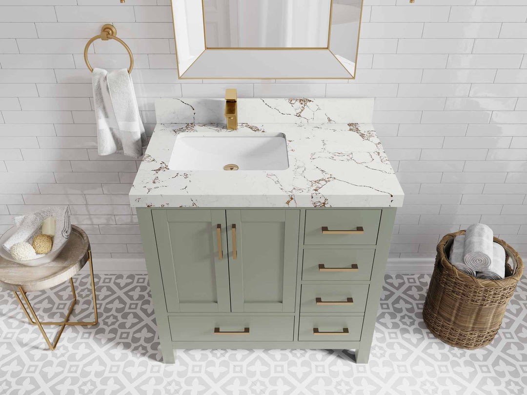 Malibu 36 in. W x 22 in. D Left Offset Sink Bathroom Vanity - Willow Bath and Vanity